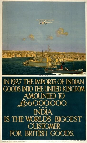 Malta. Empire Marketing Board 1927-1933 poster, The Empires Highway To India (Malta) Date