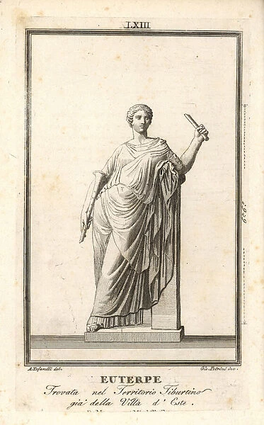 Euterpe, muse of music and lyric poetry, holding a flute