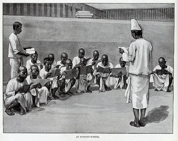 Evening School, Burmese prison, illustration of prisoners