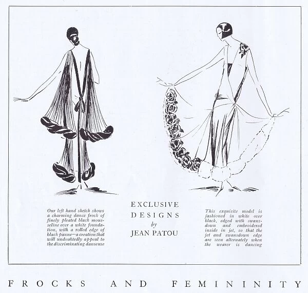 Two exclusive fashion designs for dancing frocks by Jean Pat