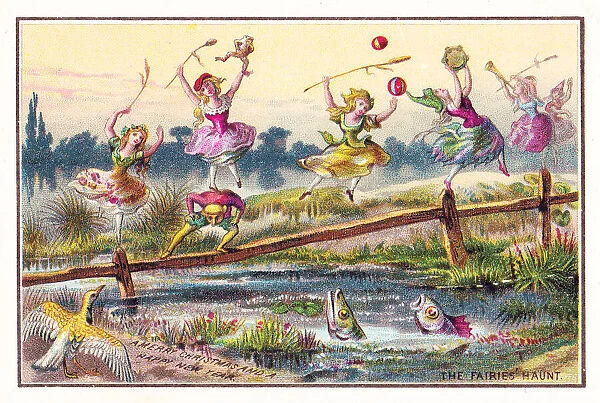 Fairies dancing on a Christmas and New Year card