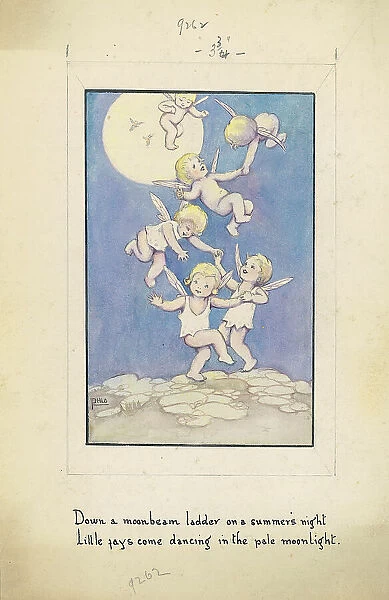 Fairy babies Children's Postcard design Watercolour