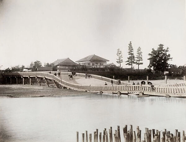 Fallen bridge, earthquake damage, Japan, c. 1890 s