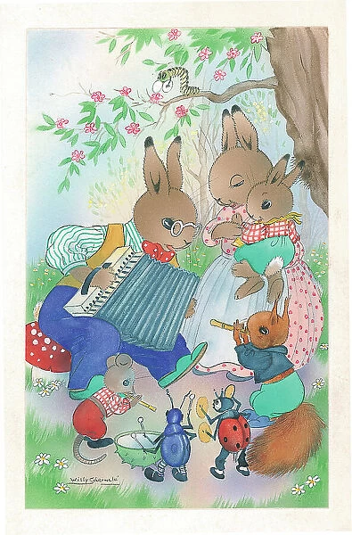 Family of Rabbits (Bunnies) in domestic setting