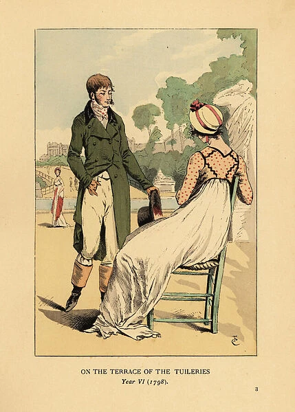 Fashionable couple on the terrace of the Tuileries