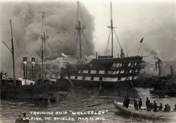Fire on Training Ship Wellesley, North Shields