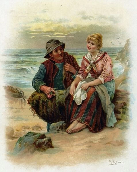 Fisherman wooing a young woman