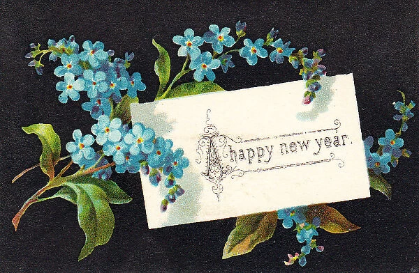 Forget-me-nots on a New Year card