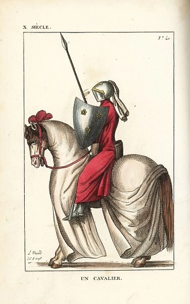 French cavalry knight in armor, 10th to 12th century