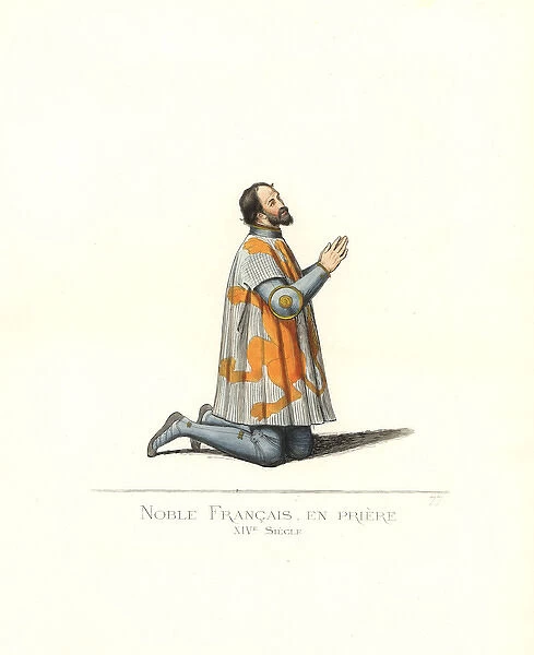 French noble kneeling in prayer, 14th century