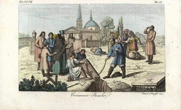 Funeral ceremony in Russia, 18th century