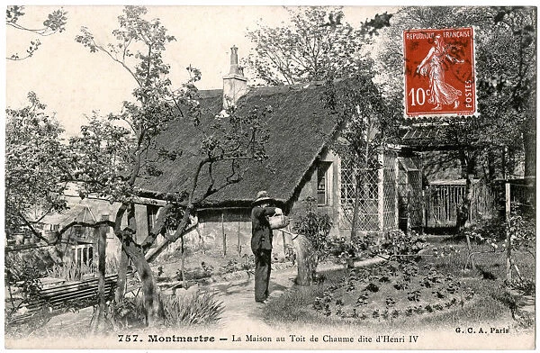 Gardener at Henri IV cottage, Montmartre, Paris, France