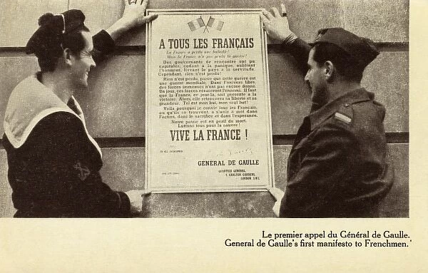 General de Gaulles first manifesto to Frenchmen