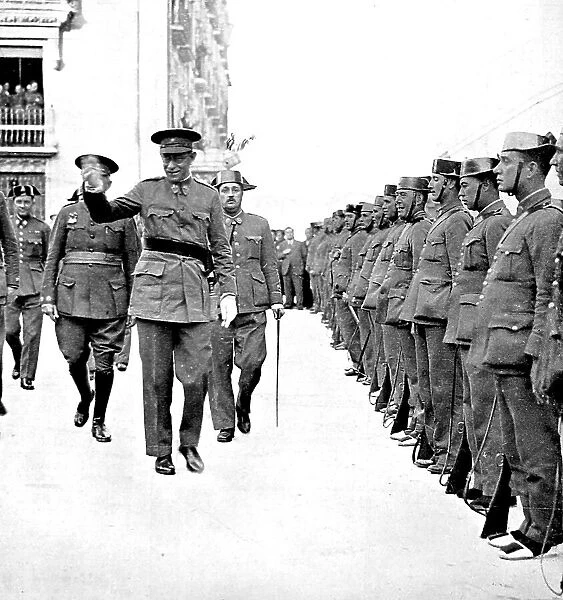 General Mola inspecting the Civil Guard; Spanish Civil War