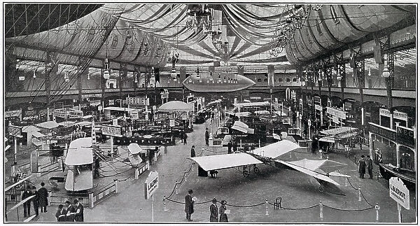 General view of the main gallery at the yearly airshow held Olympia, London. Date: 1910