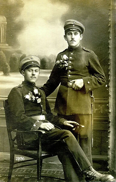 Two German soldiers in studio photo, WW1