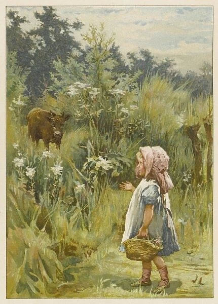 Girl with Cow  /  J Lawson