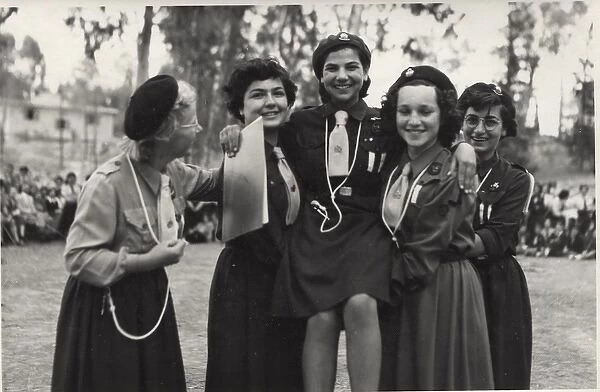 Girl Guides at an outdoor rally, Cyprus