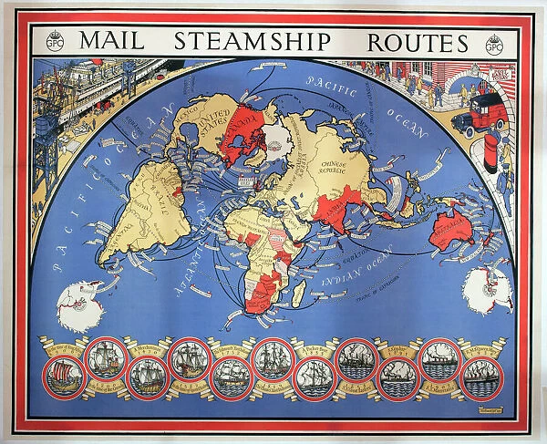 GPO map of Mail Steamship Routes