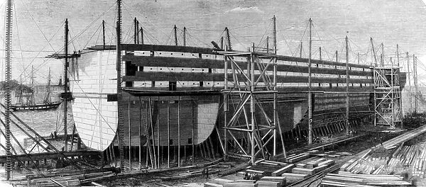 The Great Eastern steam ship under construction
