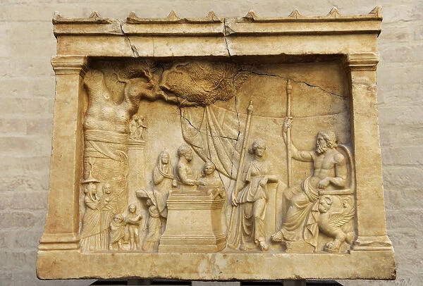 Greek art. Munich Votive Relief. About 200 BC. Family about