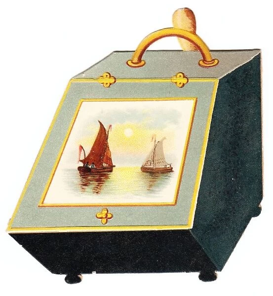 Greetings card in the shape of a coal scuttle