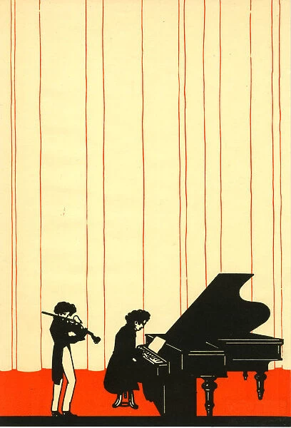 Greetings card - Violinist and Pianist performing