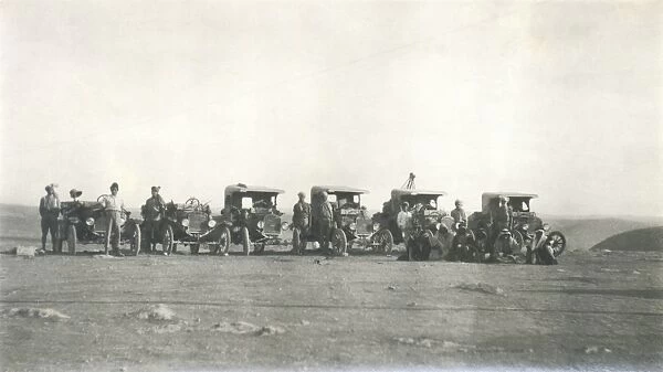 Ground support vehicles in desert, Iraq