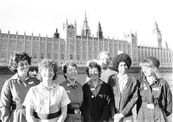 Group of nurses in front of Houses of Parliament