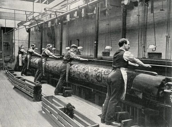 Hand-operated loom for Axminster carpets, Glasgow