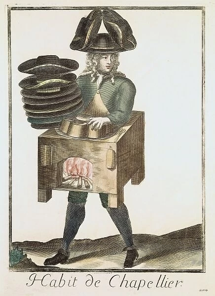 Hatter (18th c. ). Engraving. FRANCE. Paris. Mus饠