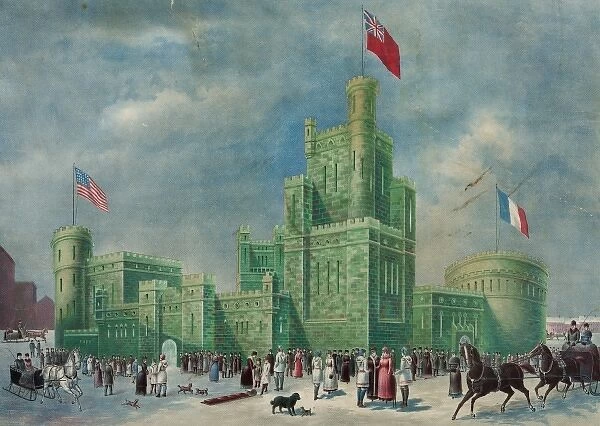 Ice Castle, Montreal; winter carnival, 1887