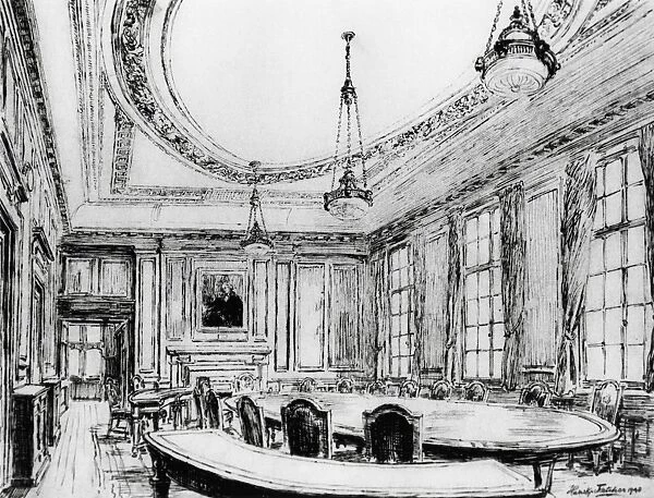 IMechE council room, etching by Fletcher