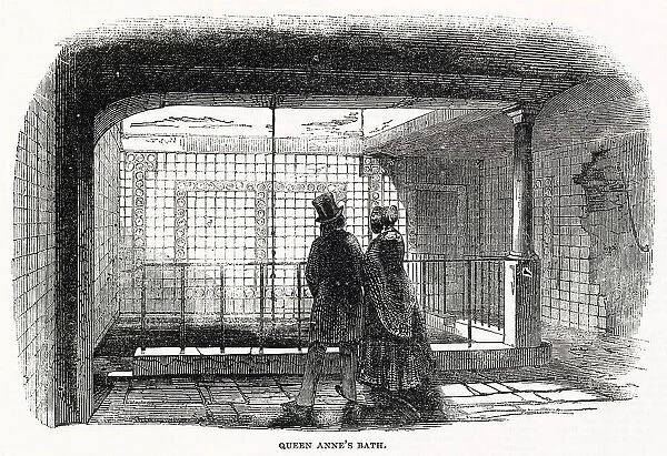 Interior of Queen Anne's Bath, a natural springs between Holborn and Long Acre, London, 1845. Being a source of fresh water it was known for its medicinal properties from at least the time of King William III