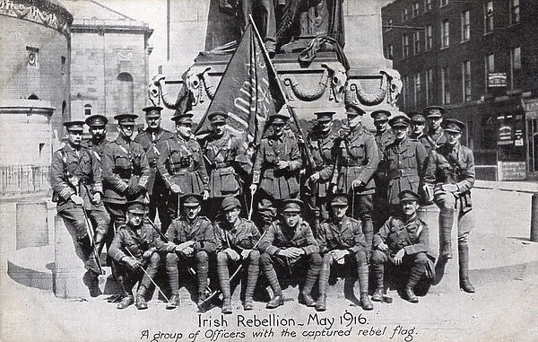 Irish Rebellion - Officers with a captured rebel flag