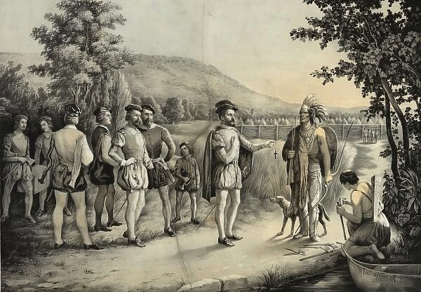 Jacques Cartier, his first interview with the Indians at Hoc