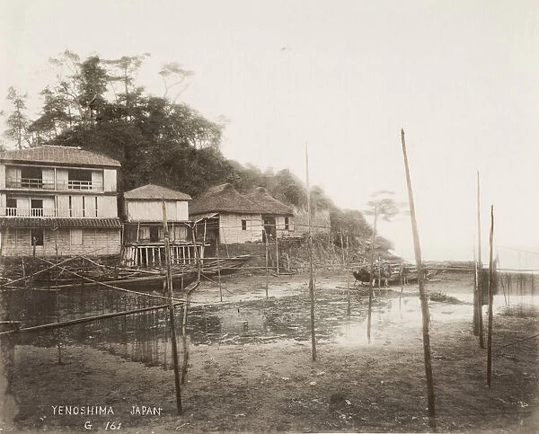 Japan - view of houses on the waterfront at Enoshima