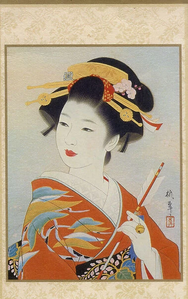 Japnese Geisha, holding an arrow