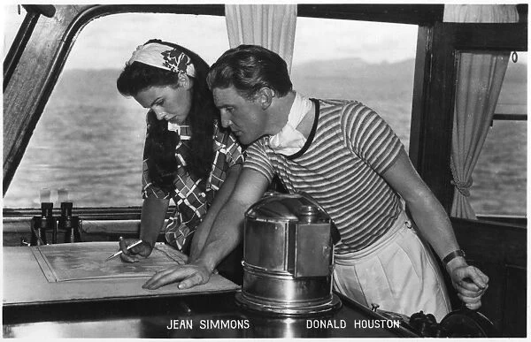 Jean Simmons and Donald Houston on location