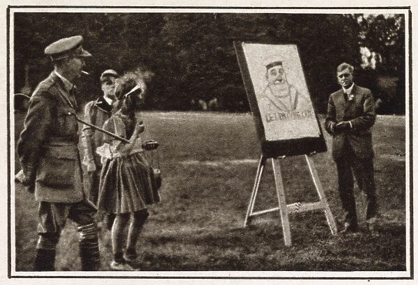 John Hassall sketching for the Red Cross, WW1