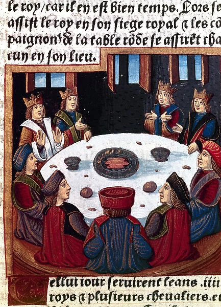 King Arthur and the Knights at the Round Table. Miniature