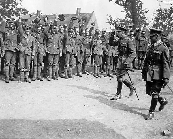 King George V meeting troops, Western Front, WW1