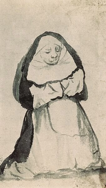 Kneeled Nun praying