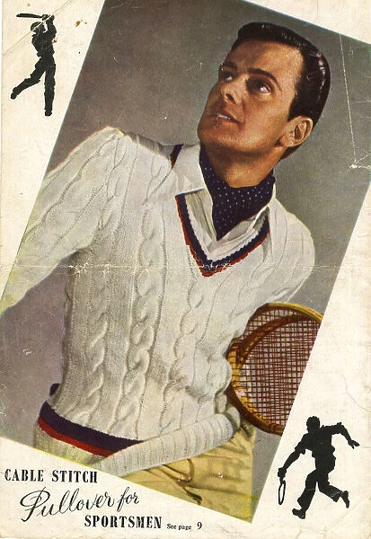 Knitting pattern cover, Mens Tennis Pullover