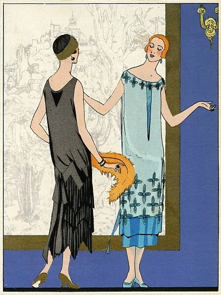 Two ladies in dresses by Doeuillet