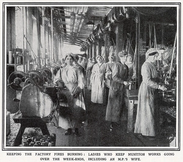 Ladies at a factory in Scotland keep munition works going at the weekend