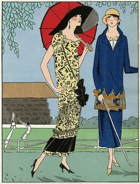 Two ladies in summer outfits by Doucet and Jenny