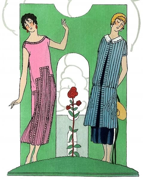 Two ladies in summer outfits by Premet and Doeuillet