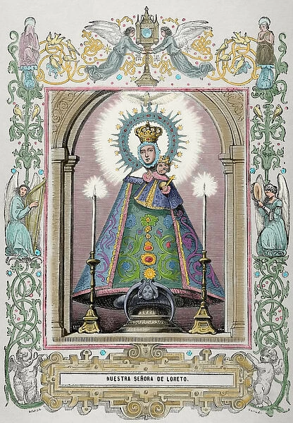 Our Lady of Loreto. Engraving by Capuz. Ano Cristino, 1853