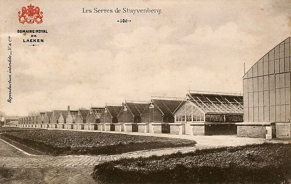 Laeken, Belgium - A long row of Greenhouses
